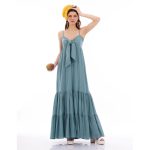 Platinum Φόρεμα Ραφ Γυναικείο Τιραντέ Εξώπλατο Maxi Klos Ρομαντικό Σε Στενή Γραμμή Free Size - 62404-RA