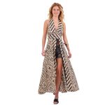 Platinum Τουνίκ - Καφτάνι Μπεζ Με Μαύρο Γυναικείο Boho Σχέδια All Day Free Size - 72553-71