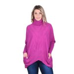 Platinum Πουλόβερ - Πόντσο Ματζέντα Με Ζιβάγκο Γυναικείο Casual Φαρδύ All Day Free Size - 8215-MD