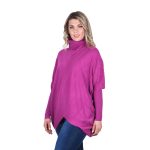 Platinum Πουλόβερ - Πόντσο Ματζέντα Με Ζιβάγκο Γυναικείο Casual Φαρδύ All Day Free Size - 8215-MD - Image 2