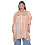 Platinum Καφτάνι - Πουκαμίσα Σομόν Γυναικείο Με Κουμπιά & Κεντητά Σχέδια Free Size - KU-52410-SM