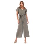 Platinum Παντελόνα Χακί Γυναικεία Με Λάστιχο Αέρινη Λινή All Day Free Size - LN-101