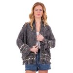 Platinum Σακάκι Γκρι Γυναικείο Casual Κοντό Με Ανάγλυφο Σχέδιο Νεανικό All Day Free Size - NA-7-J