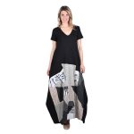 Platinum Φόρεμα Μαύρο Γυναικείο Απλικέ Maxi Κοντομάνικο ''Σπίτι Στο Δάσος Patchwork'' All Day - S-101-BC