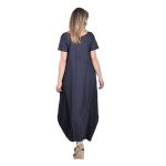 Platinum Φόρεμα Γκρι Γυναικείο Απλικέ Maxi Κοντομάνικο ''Εξωτικοί Ανθοί Patchwork'' All Day - S-104 - Image 2