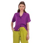 Platinum Πουκάμισο Μωβ Γυναικείο Καλοκαιρινό Casual Με Γιακά All Day Free Size - 12565-MV