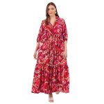 Platinum Φόρεμα Μπορντό Με Floral Γυναικείο Μακρύ Με Κουμπιά Μεταξωτό All Day - 225111