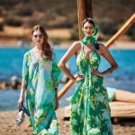 Platinum Καφτάνι Πράσινο Γυναικείο Με Νούφαρα Μακρύ Μεταξωτό Free Size - 225124 - Image 2