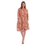 Platinum Πουκαμίσα - Φόρεμα Εκάι Με Λευκά Σχέδια Γυναικεία Ασύμμετρη Τρουακάρ Με Κουμπιά - 22519