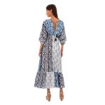 Platinum Φόρεμα Λευκό Με Μπλε Σχέδια Γυναικείο Μακρύ Εξώπλατο Free Size - 42450 - Image 2