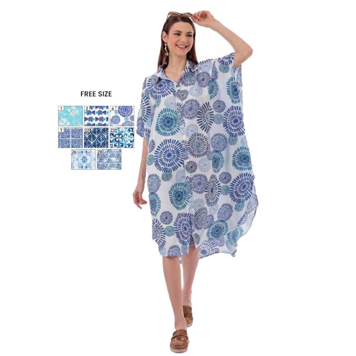 Platinum Καφτάνι - Φόρεμα Γαλάζιο Με Μπλε Γυναικείο Με Γιακά Και Κουμπιά Free Size - 42509-4 - Image 2