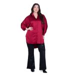 Platinum Πουκάμισα Μπορντοκόκκινο Γυναικεία Μακριά Σατινέ All Day Free Size - 5042-42