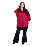 Platinum Πουκάμισα Μπορντοκόκκινο Γυναικεία Μακριά Σατινέ All Day Free Size - 5042-42 - Image 2