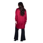 Platinum Πουκάμισα Μπορντοκόκκινο Γυναικεία Μακριά Σατινέ All Day Free Size - 5042-42 - Image 4