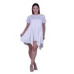 Platinum Μπλουζοφόρεμα Λευκό Γυναικείο Ασύμμετρο Με Εξώγαζα Casual Free Size - 72016