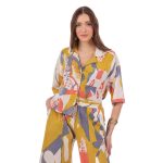 Platinum Πουκάμισο Πολύχρωμο Γυναικείο Κοντομάνικο Με Γιακά Βαμβακολινό Free Size - 72501