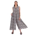 Platinum Ολόσωμη Φόρμα Γαλάζια - Μπλε Γυναικεία Αέρινη Αμάνικη Με Κουμπιά Free Size - 82514