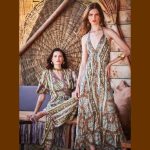 Platinum Φόρεμα Καφέ Γυναικείο Boho Σχέδιο Με Χρυσό Μακρύ Εξώπλατο Free Size - 82540-BR - Image 2