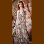 Platinum Φόρεμα Καφέ Γυναικείο Boho Σχέδιο Με Χρυσό Μακρύ Εξώπλατο Free Size - 82540-BR