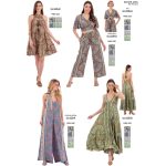 Platinum Φόρεμα Πράσινο Γυναικείο Boho Σχέδιο Με Χρυσό Μακρύ Εξώπλατο Free Size - 82540 - Image 4