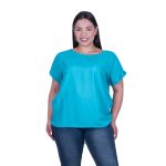 Platinum  Μπλούζα Tιρκουάζ Γυναικεία Κοντομάνικη Ζαπονέ All Day Free Size - NA-9349-TRF