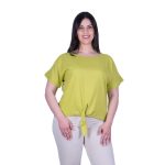 Platinum Μπλούζα Lime Γυναικεία Κοντομάνικη Ζαπονέ All Με Δέσιμο Free Size - 12455-LM