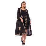 Platinum Κιμονό Μαύρο Γυναικείο Με Κεντητά Παλ Χρυσά Σχέδια All Day Free Size - 125123