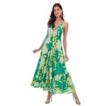 Platinum Φόρεμα Πράσινο Γυναικείο Floral Μακρύ Εξώπλατο Free Size - 12581 - Image 3