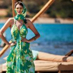 Platinum Φόρεμα Πράσινο Γυναικείο Floral Μακρύ Εξώπλατο Free Size - 12581