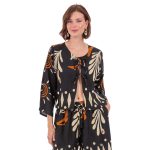 Platinum Ζακετάκι Μαύρο Γυναικείο Με Γήινα Print Casual Νεανικό Τρουακάρ Free Size - 22509 - Image 2