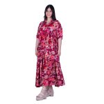 Platinum Φόρεμα Μπορντό Με Floral Γυναικείο Μακρύ Με Κουμπιά Μεταξωτό All Day - 225111-FS