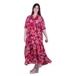 Platinum Φόρεμα Μπορντό Με Floral Γυναικείο Μακρύ Με Κουμπιά Μεταξωτό All Day - 225111 - Image 3