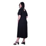 Gomore Φόρεμα Μαύρο Γυναικείο Με Εξώπλατο Σχέδιο Μακρύ Εβαζέ Κοντομάνικο - 22536-BC - Image 2