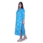 Platinum Φόρεμα Μπλε Με Λευκά Print Γυναικείο Μακρύ Με Κουμπιά Και Γιακά Free Size - 22565-52 - Image 2