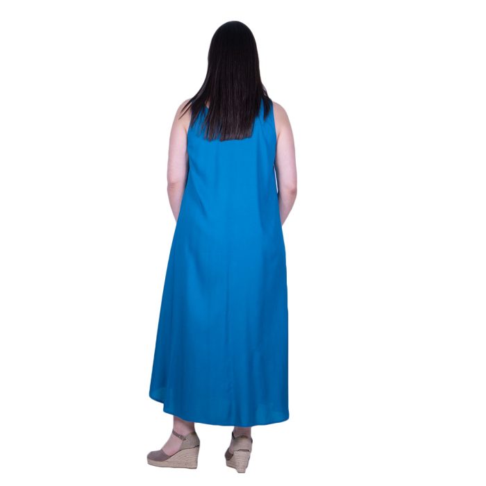 Platinum Φόρεμα Μπλε Γυναικείο Αμάνικο Μακρύ Εβαζέ All Day Free Size - 22588-BL - Image 3