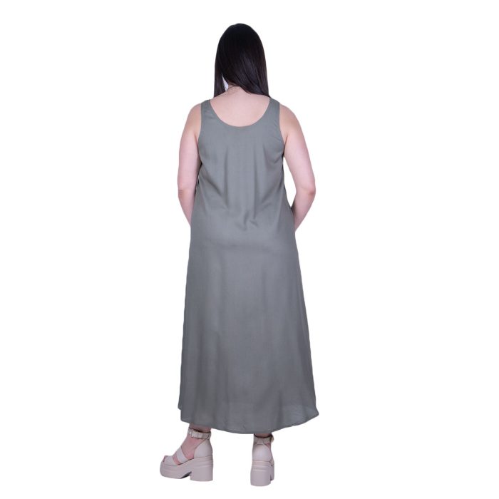 Platinum Φόρεμα Χακί Γυναικείο Αμάνικο Μακρύ Εβαζέ All Day Free Size - 22588-CH - Image 3