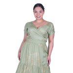 Platinum Μπλούζα Πράσινη Με Χρυσά Σχέδια Γυναικεία Kρουαζέ Κοντομάνικη Casual All Day - 32449-GR