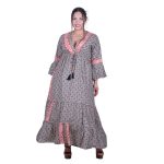 Platinum Φόρεμα Μαύρο - Μπεζ Με Boho Σχέδια Γυναικείο Μακρύ Βαμβακερό Flair Free Size - 424142-V