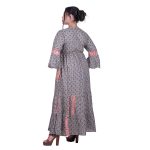 Platinum Φόρεμα Μαύρο - Μπεζ Με Boho Σχέδια Γυναικείο Μακρύ Βαμβακερό Flair Free Size - 424142-V - Image 4