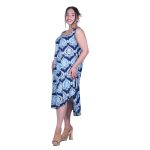 Platinum Καφτάνι - Φόρεμα Μπλε Με Γαλάζιο Γυναικείο Boho Midi Umbrella Free Size - 42444-20 - Image 2