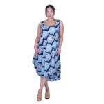Platinum Καφτάνι - Φόρεμα Μπλε Με Γαλάζιο Γυναικείο Boho Midi Umbrella Free Size - 42444-20