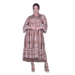 Gomore Φόρεμα Σοκολά Γυναικείο Μidi Εκρού Σχέδια Τρουακαρ All Day Free Size - 51604-S