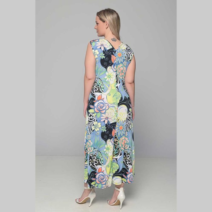 Gomore Φόρεμα Πράσινο Με Floral Σχέδιο Γυναικείο Μακρύ Αμάνικο Καθημερινό - 51660-G - Image 4