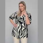 Gomore Πουκαμίσα Ασπρόμαυρη Γυναικεία Με Γιακά Και Ντεκολτέ Τρουακαρ All Day - 52343-BC