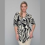 Gomore Πουκαμίσα Ασπρόμαυρη Γυναικεία Με Γιακά Και Ντεκολτέ Τρουακαρ All Day - 52343-BC - Image 2