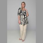 Gomore Πουκαμίσα Ασπρόμαυρη Γυναικεία Με Γιακά Και Ντεκολτέ Τρουακαρ All Day - 52343-BC - Image 5