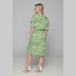 Gomore Φόρεμα Πράσινο Με Εμπριμέ Γυναικείο Midi Εβαζέ Με Ζώνη Τρουακαρ All Day - 52671-GR - Image 3