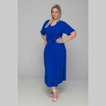 Gomore Φόρεμα Μπλε Ρουά Γυναικείο Μακρύ Εβαζέ Με Ζώνη Κοντομάνικο All Day - GM-52673 - Image 2