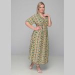 Gomore Φόρεμα Πράσινο Με Εμπριμέ Γυναικείο Μακρύ Εβαζέ Με Ζώνη Κοντομάνικο All Day - GM-52675-G - Image 2