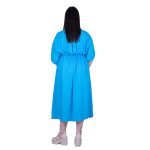 Gomore Φόρεμα Τυρκουάζ Γυναικείο Γκοφρέ Μaxi Με Σούρα Κοντομάνικο All Day - 52684-TR - Image 4